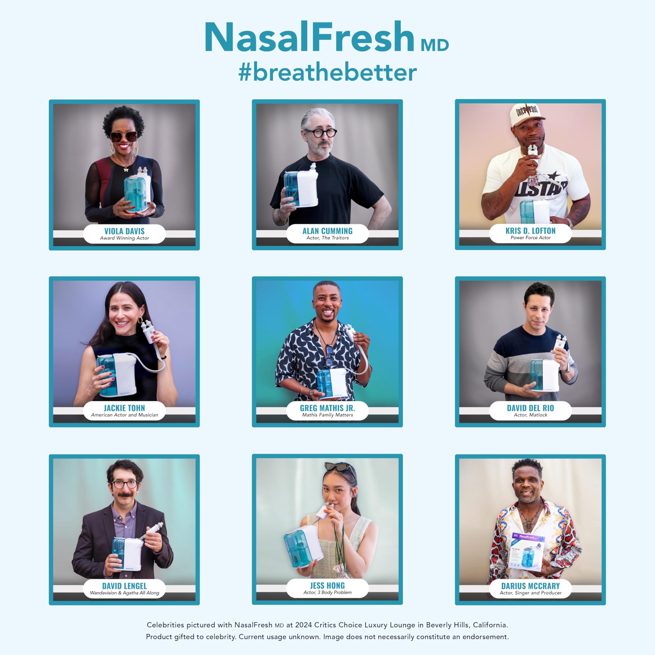 SPA SCIENCES NASALFRESH MD - Dual Powered Nasal Irrigation System Nasal Rinse and Wash - Sinus Decongestant Relief System w/ 30 Saline Packets - Rechargeable - Snoring Remedy