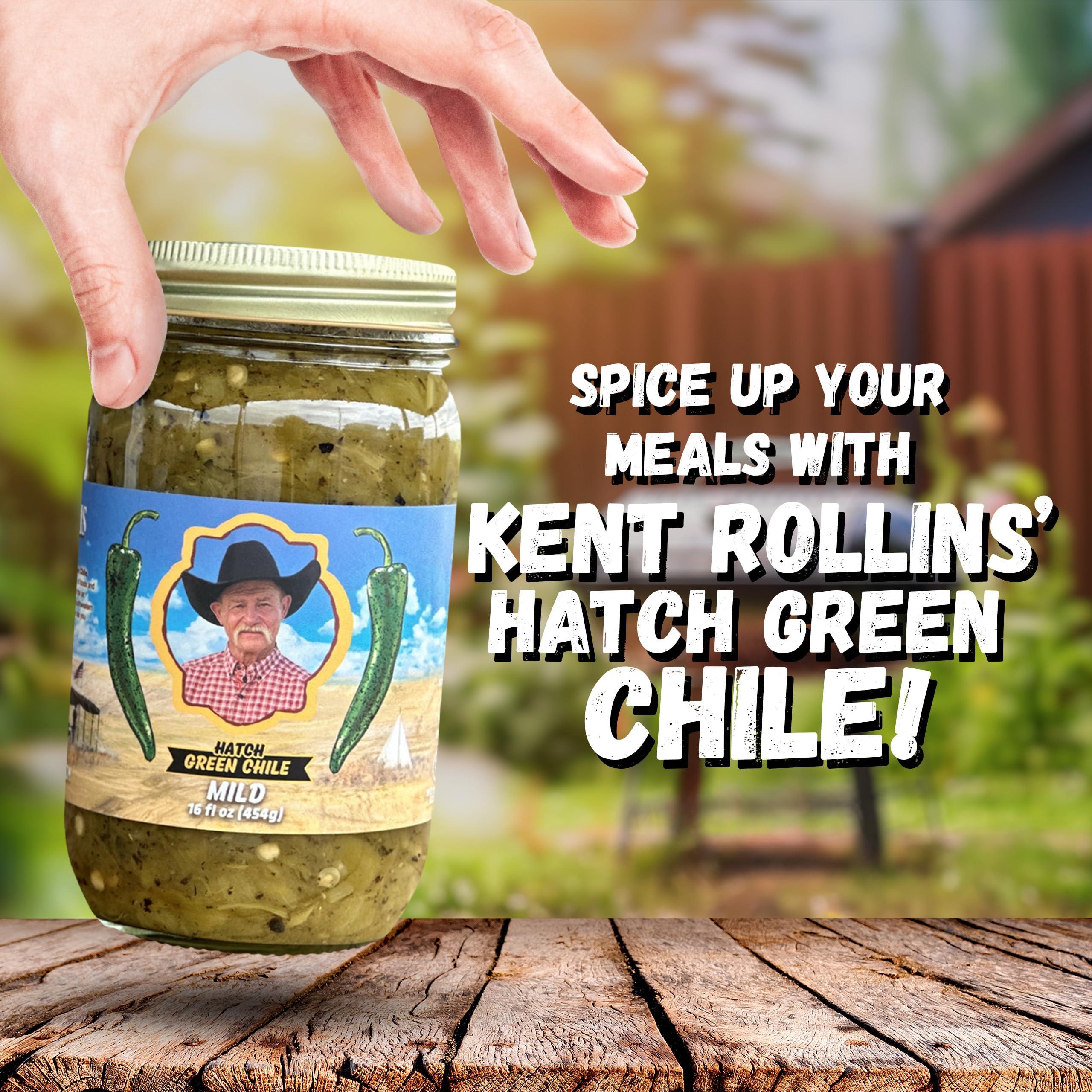 Kent Rollins Kent Rollins Hatch Green Chile - Hatch Green Chili Sauce Made with Roasted Green Chiles, Lime Juice, Salt, & Garlic - Ideal for Beef Goulash, Chicken Enchiladas, Pork Stew, & Other Dishes - 16 fl oz