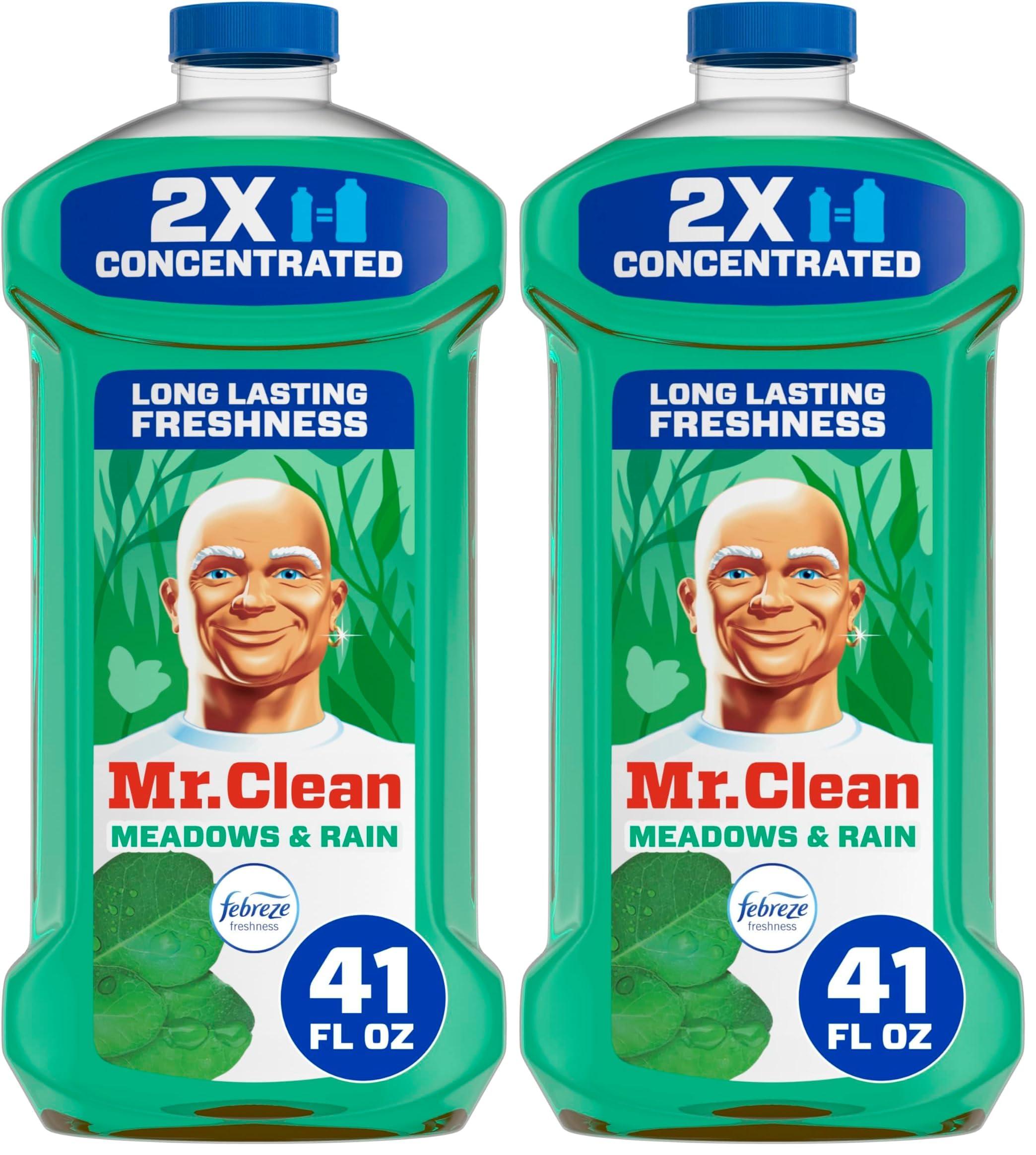 Mr. Clean Mr. Clean 2X Concentrated Multi Surface Cleaner with Febreze Meadows & Rain Scent, All Purpose Cleaner, 41 fl oz (Pack of 2)