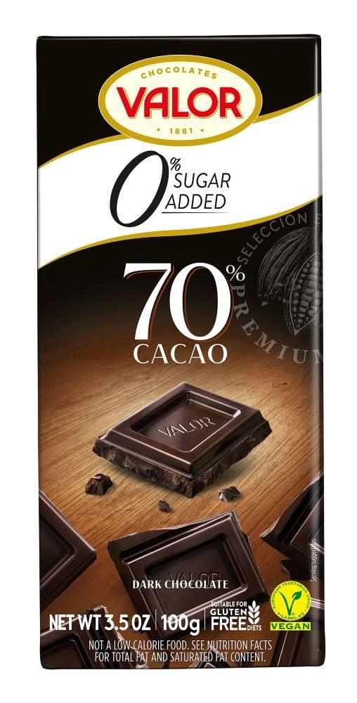 Valor Valor. 70% Cocoa Dark Chocolate. No sugar added. 100g (3.53oz).