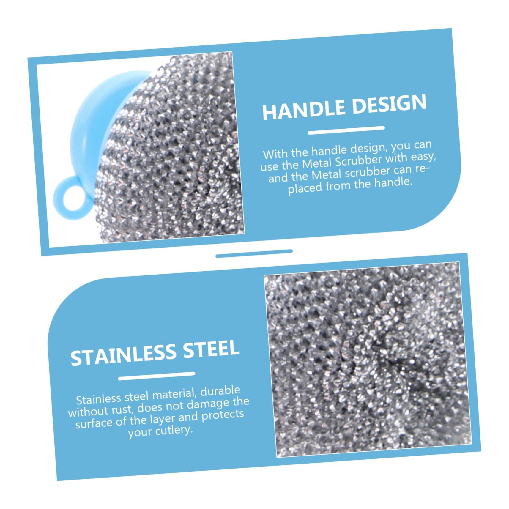 Healeved 10 Sets Wire Brush Handle Pot Cleaning Ball Pot Scrubber Grill Stone Cleaning Block Metal Scrubber Pan Scrubber Pot Cleaning Brush Home Pot Washing Tool Stainless Steel Scrubber