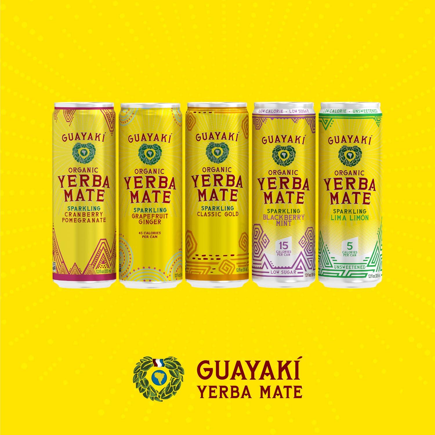 Guayaki Guayak Organic Yerba Mate Clean Energy Drink Alternative Bundle, Cranberry Pomegranate & Grapefruit Ginger Flavors, 12 Oz (Pack of 24), 80mg Natural Caffeine, Smooth Energy & Focus