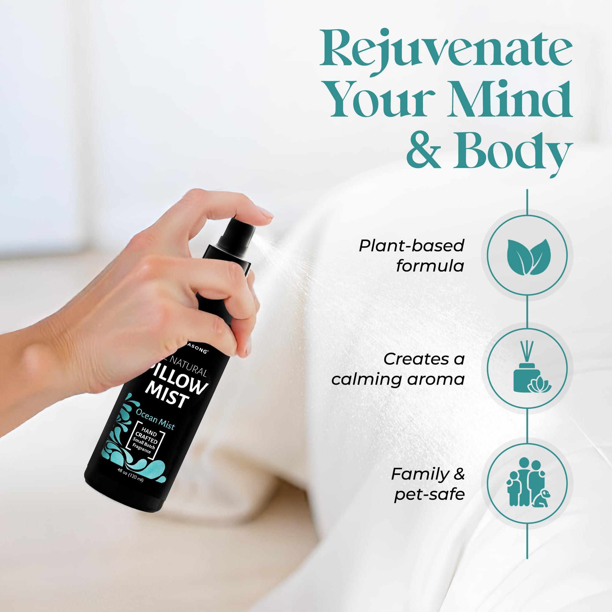 Aromasong Aromasong Ocean Mist Pillow Spray for Sleeping -All Natural Calming Linen & Bedtime Sleep Mist for Deep Sleep - Pillow Spray Aromatherapy with Botanical Essential Oils for Relaxing Stress