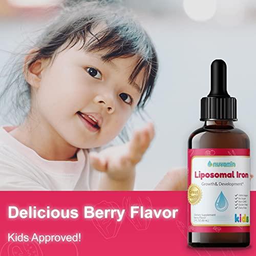 Nuvamin A New Form of Vitamin Nuvamin – Liquid Liposomal Iron Drops for Baby, Toddlers, Kids, & Adults, 2Fl.Oz (60ml), 120 Daily Serving. Great Taste - All Natural - Vegan - No Metallic Aftertaste, Berry Flavor