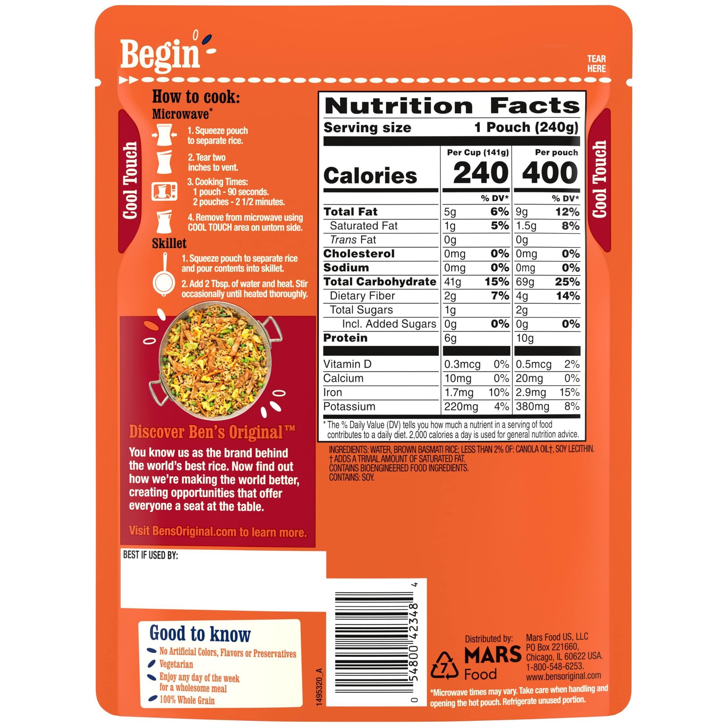 BEN'S ORIGINAL BEN'S ORIGINAL Ready Rice Brown Basmati Rice, Easy Dinner Side, 8.5 OZ Pouch (Pack of 12)