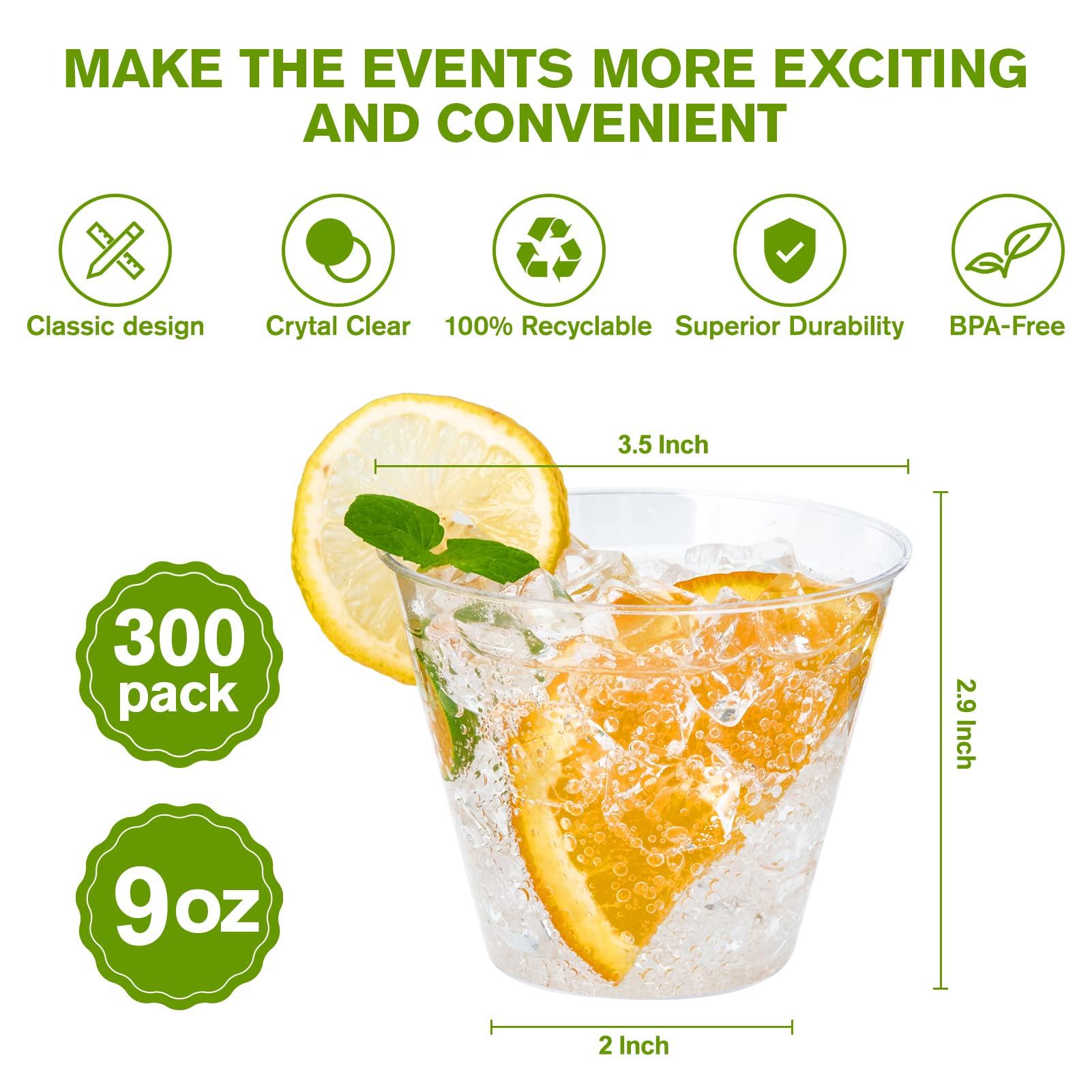 JollyPack Gold Plastic Plates 100 Pack with 10 in Dinner Plates 50 Pack, 7 in Salad Plates 50 Pack and 9 OZ Plastic Cups 300 Pack