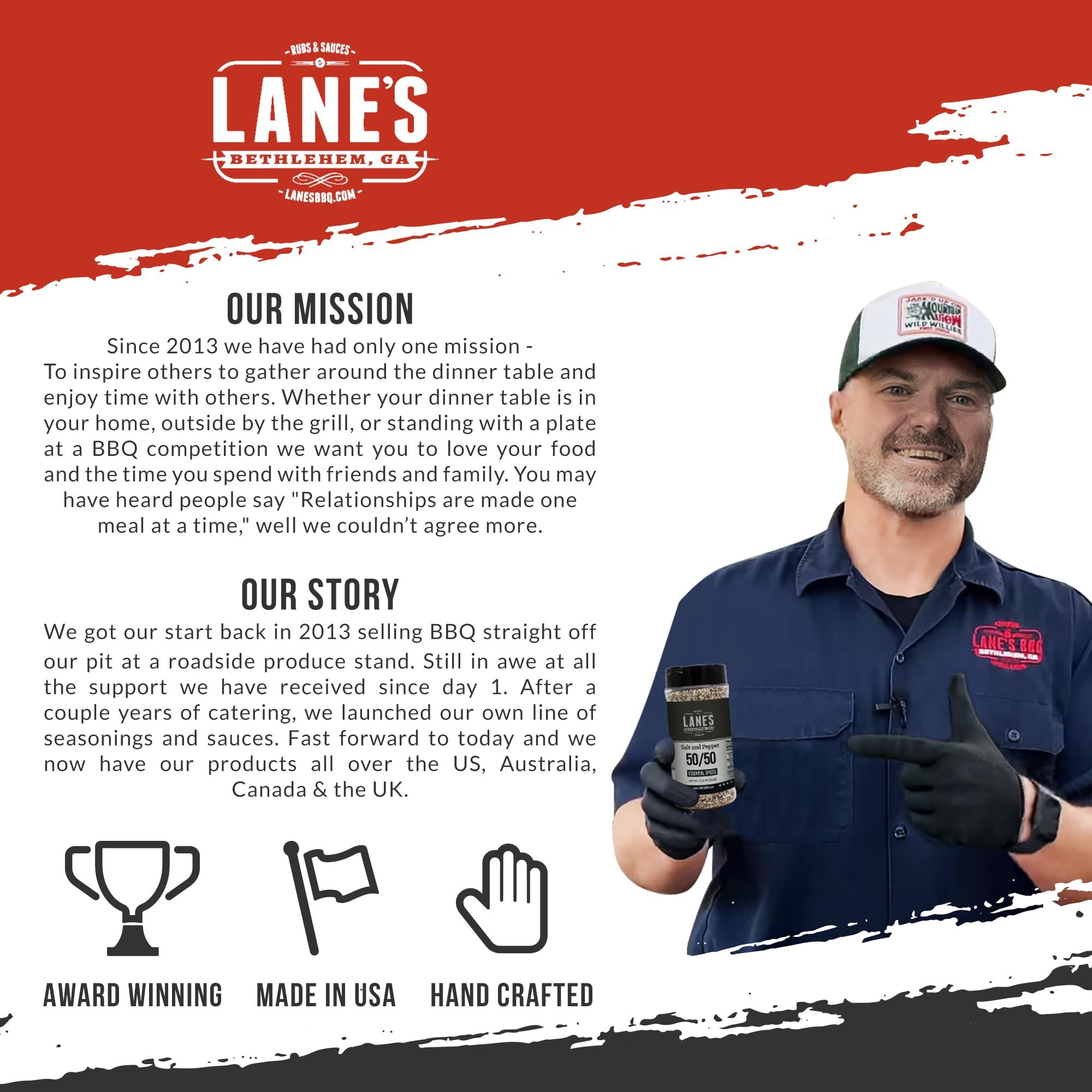 Lane's Lane\'s 50/50 Salt and Pepper Seasoning, All-Natural Salt & Pepper Spice, 16 Mesh Coarse Black Pepper Seasoning Salt, Gluten-Free, Made in USA, 12 Oz