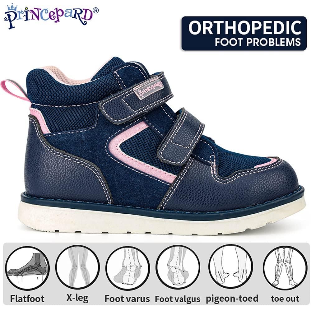 princepard Orthopedic Shoes for Toddlers and Kids, High-top Corrective Sneakers for Boys and Girls with Arch and Ankle Support, Non-Slip Soles