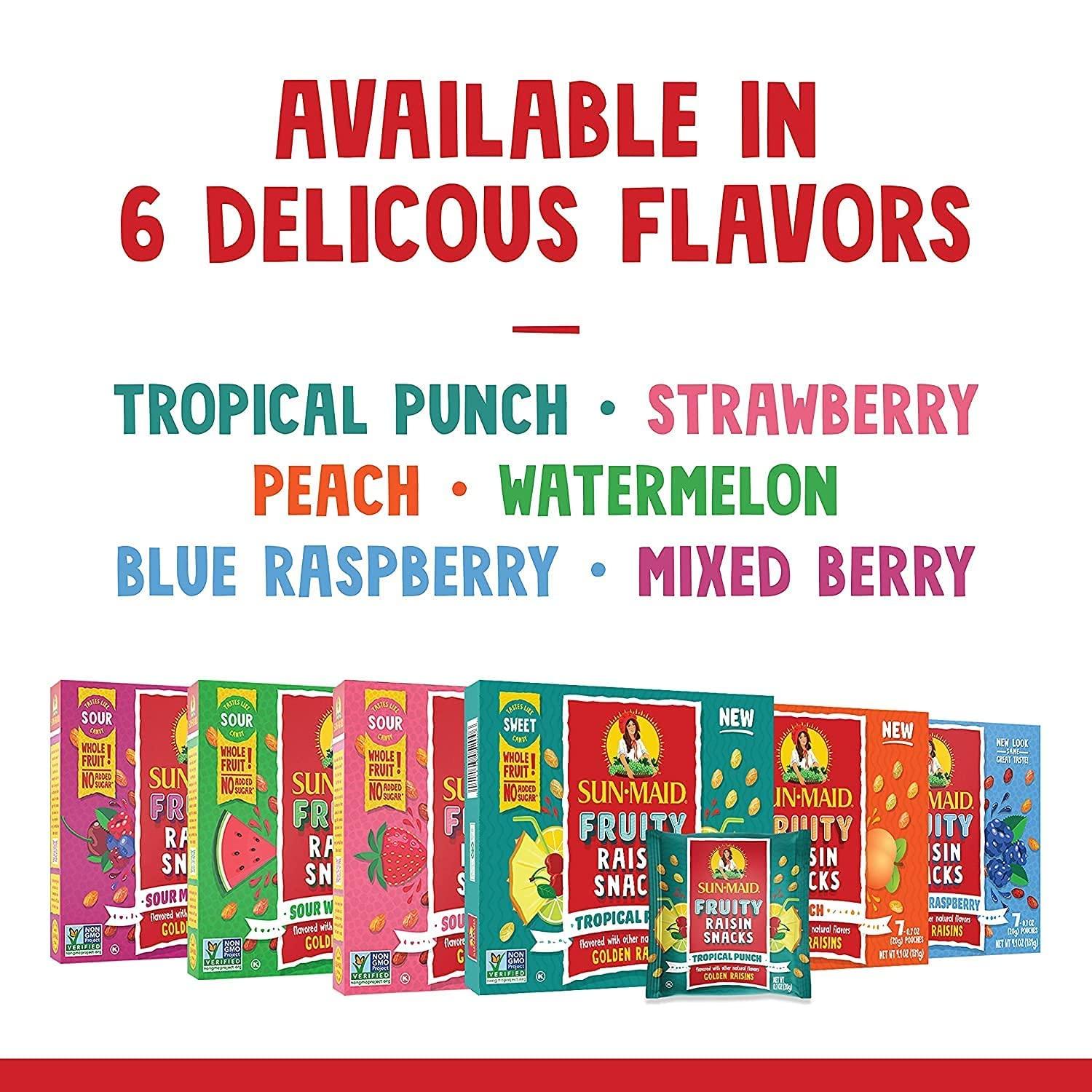 Sun-Maid Sun-Maid, Fruity Raisin Snacks, Sour Mixed Berry, 1.33 Ounce Snack-Size For Kids (200 Total Pouches)
