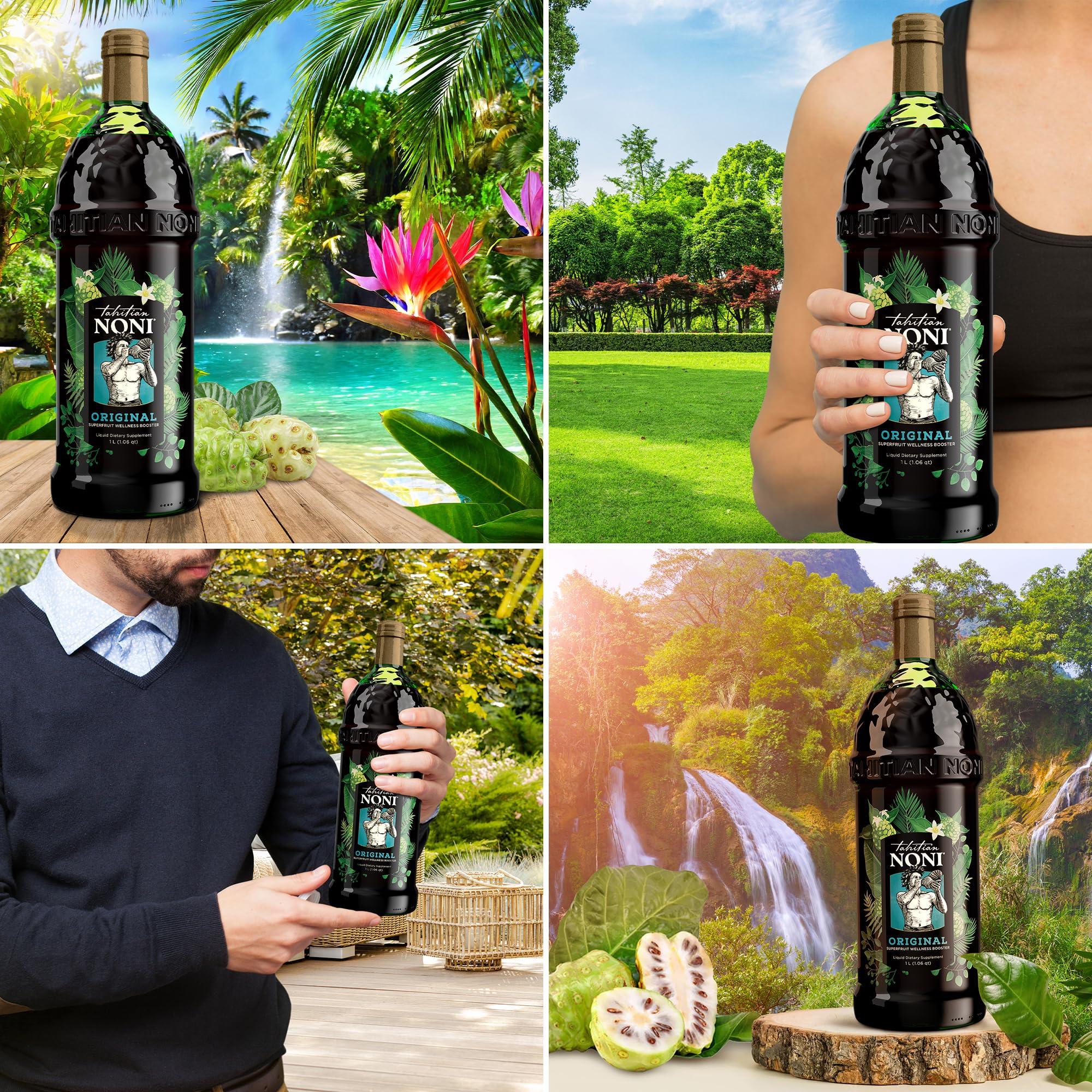 Tahitian Noni Tahitian Noni Juice by Morinda - Original and Authentic Noni Fruit Puree with Natural Blueberry & Grape (Resveratrol) - Invigorating Daily Superfood Drink for Enhanced Vitality - 4x1L Bottles/Case