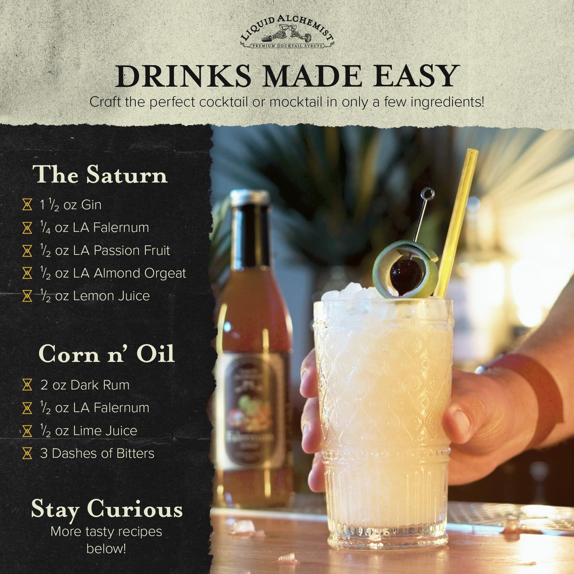 Liquid Alchemist Liquid Alchemist Falernum Syrup for Cocktails - Real Ingredients Make our Falernum Cocktail Syrup a Great Mixer for any Tiki Cocktail - Our Mixer is Non-GMO Gluten Free & Vegan (12 oz)