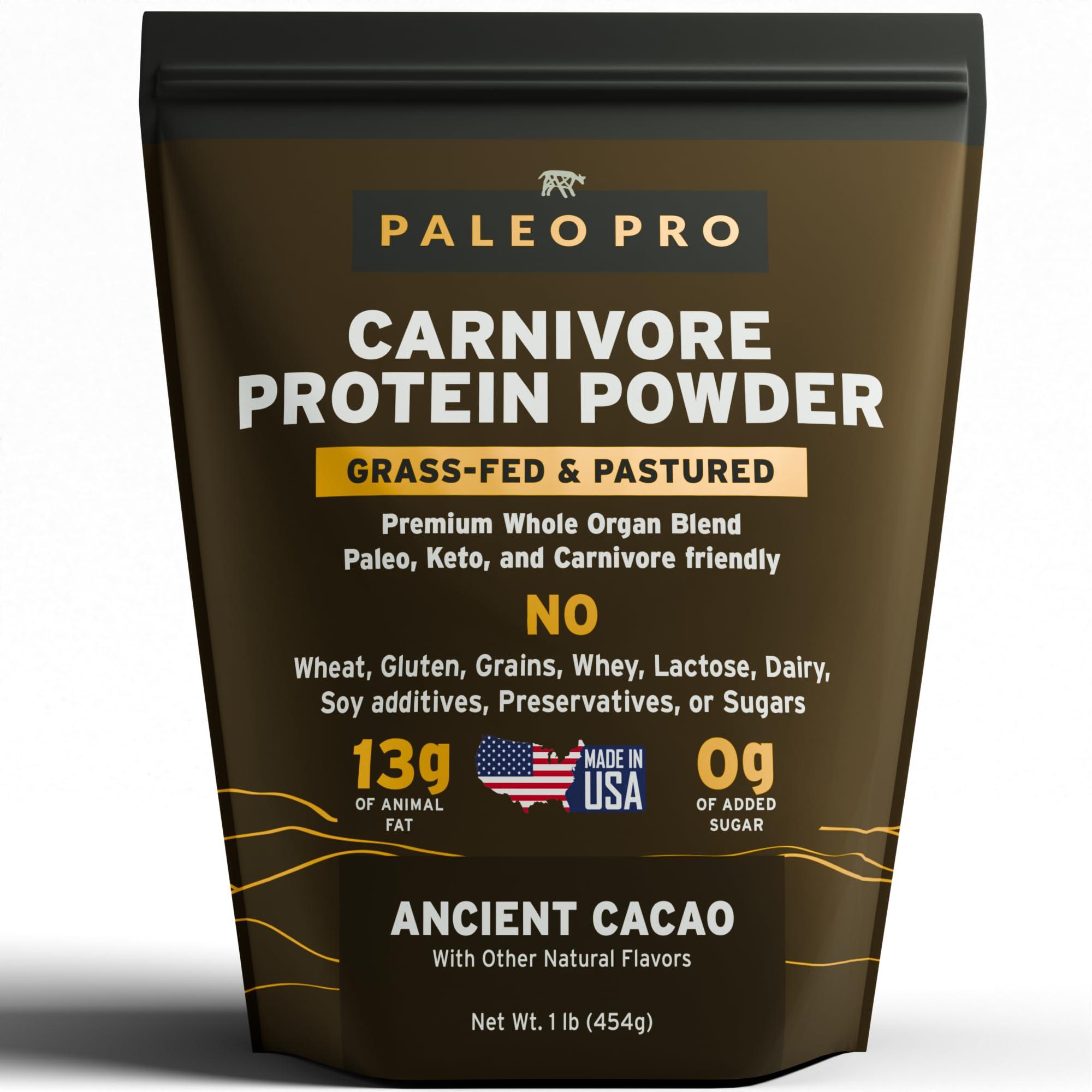 Paleo Pro PaleoPro Carnivore Complete (Ancient Cacao) Pastured & Cage-Free Protein, Grass-Fed Beef Tallow, Beef Organs | No Sugar, Soy, Grains or Net Carbs | Gluten Free. Paleo & Keto Macros (15 Servings)