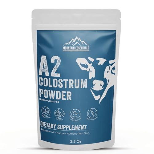 MOUNTAIN ESSENTIALS Freeze Dried A2 Colostrum Powder 3.5 Oz Bovine Grass Fed, Gluten Free, Non-GMO, Sugar Free with 1 Year Shelf Life 50 Servings | Dietary Supplement Immune Support, Gut Health, Muscle Recovery 1 Pack