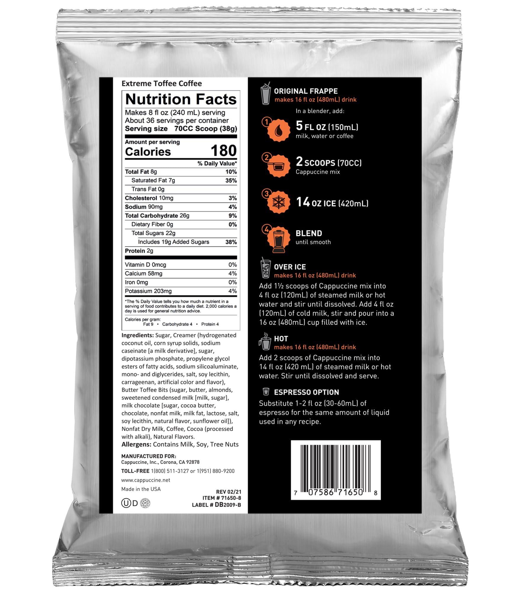 Cappuccine Cappuccine Extreme Toffee Coffee Frappe Mix, 3 Pound (Pack of 1)