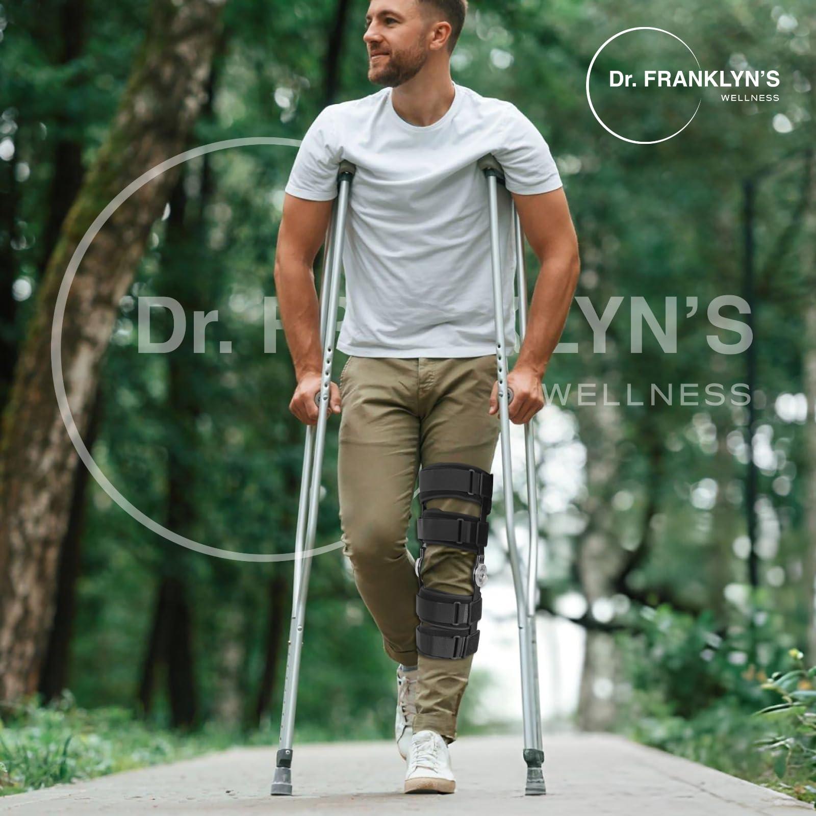 DR FRANKLYN\'S Dr. Franklyn\'s Hinged ROM Knee Brace with Side Stabilizers & Locking Dials Post Op Knee Immobilizer for Arthritis ACL MCL PCL Meniscus Tear Injurie/Knee Pain Medical Orthopedic Support after Surgery-Men/Women