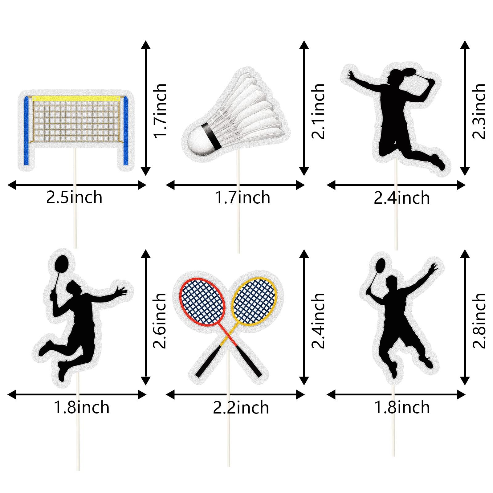 MEFENG MEFENG 18 Pcs Badminton Theme Cupcake Toppers badminton Lovers Party Supplies Sparkle Glitter Cake Decor,Sports Party Decorations- Birthday Cupcake Toppers