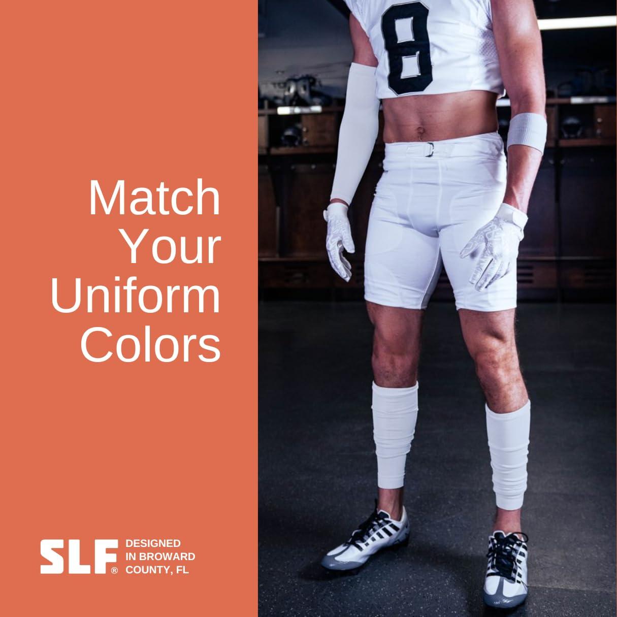 SLEEFS SLEEFS Football Leg Sleeves [1 Pair - Youth - White] - For Adult & Youth - Calf Compression Sleeves for Men and Boys