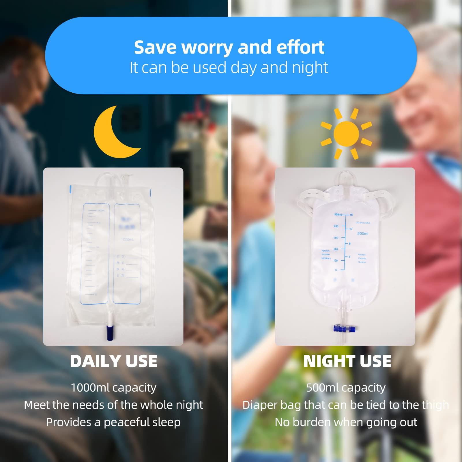 LP-sunshine Wearable Urinal for Men, Reusable Protable Latex Material with Collection Urine Bag, Urinary Drainage Bag System for Elderly Bedridden Patients Male (Urinal+Urine Bag+Leg Bag)