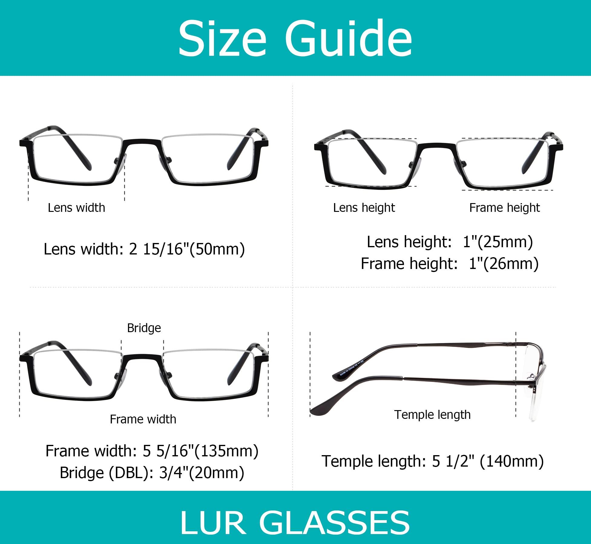 LUR LUR 3 Packs Half-rim Metal Reading Glasses + 4 Packs Classic Reading Glasses(Total 7 Pairs Readers +0.75)