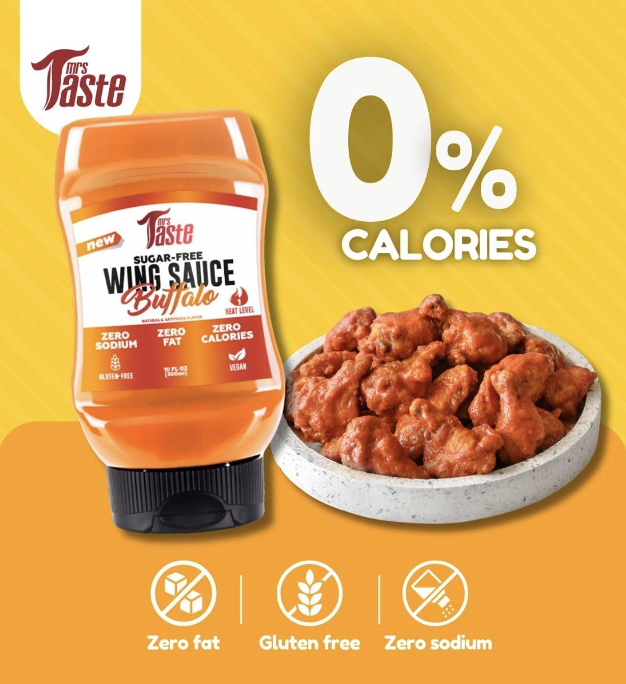 Mrs Taste Mrs Taste Sugar Free Sauce, Zero Calories, Zero Sodium, Zero Sugar, High Fiber, Keto Friendly, Paleo Friendly, Low Calorie Option, Condiments and Sauces (10 oz, Buffalo)