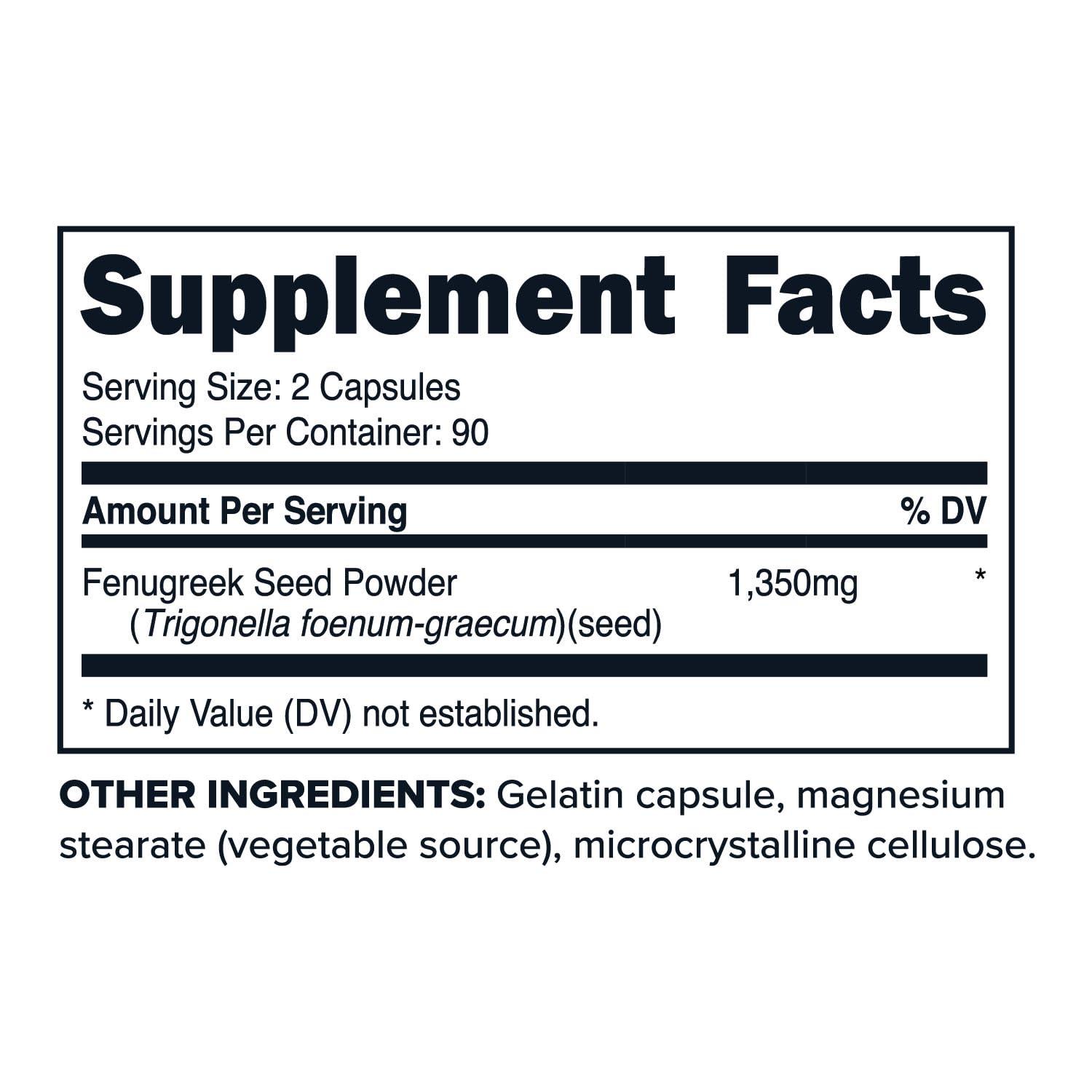 Primaforce Primaforce Fenugreek Seed Capsules (180 Capsules / 1350mg Per Serving, 2 Capsule Servings) - Premium Herbal Supplement for Men and Women, Non-GMO, Gluten Free Supplement