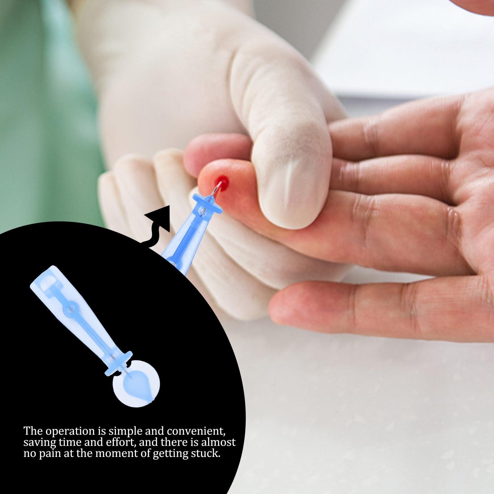 Healifty Lancets for Blood Testing, 200pcs Safety Lancets 30G Lancet Pen Tip Needle Bloodletting Pens Blood Sample Lancets for Blood Glucose Testing, Sky- Blue