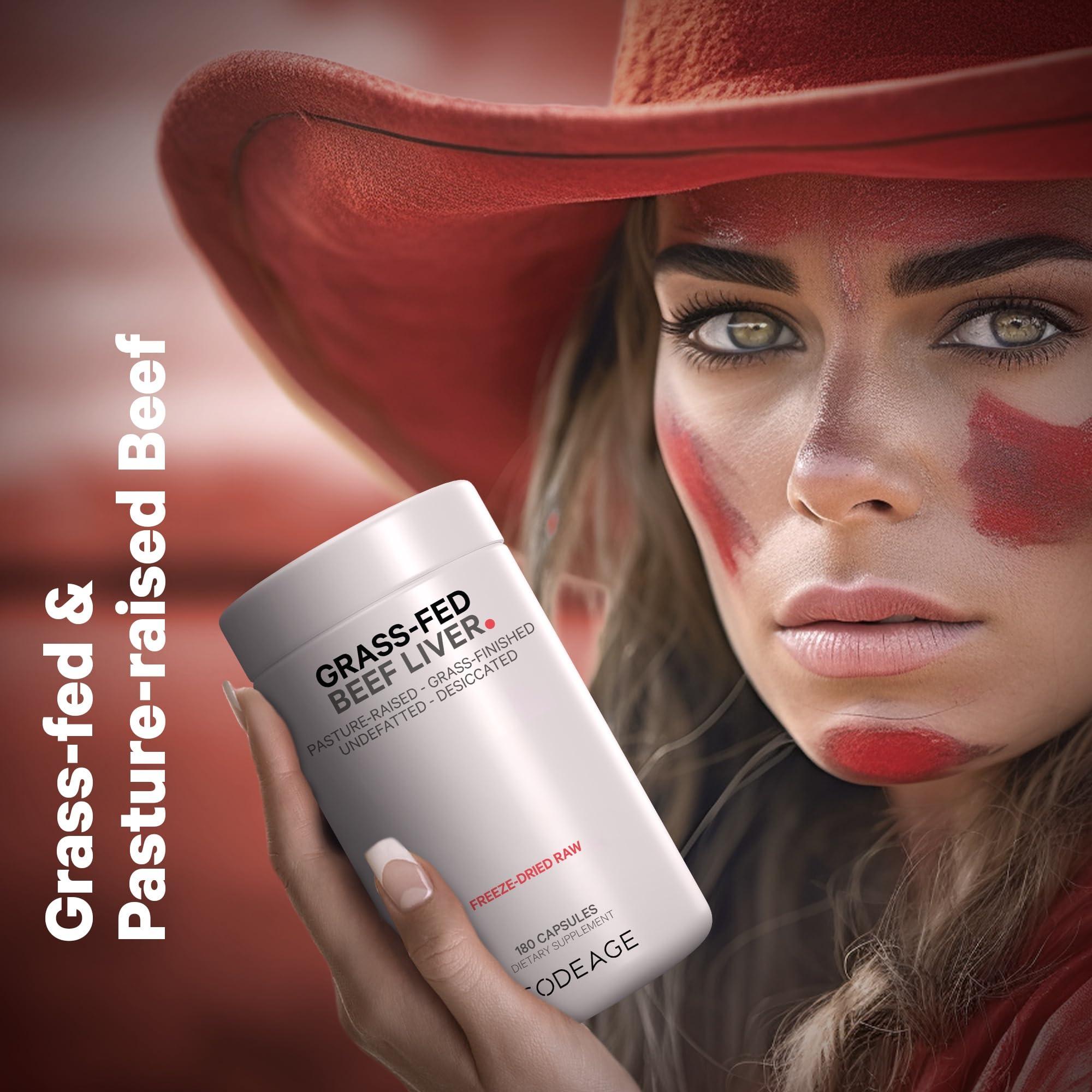 Codeage Codeage Grass Fed Beef Liver Supplement Superfood, Freeze Dried, Non-Defatted, Desiccated Beef Liver Glandulars Bovine Pills, Liver Health, Pasture Raised Beef Vitamins, Non-GMO - 2 Pack