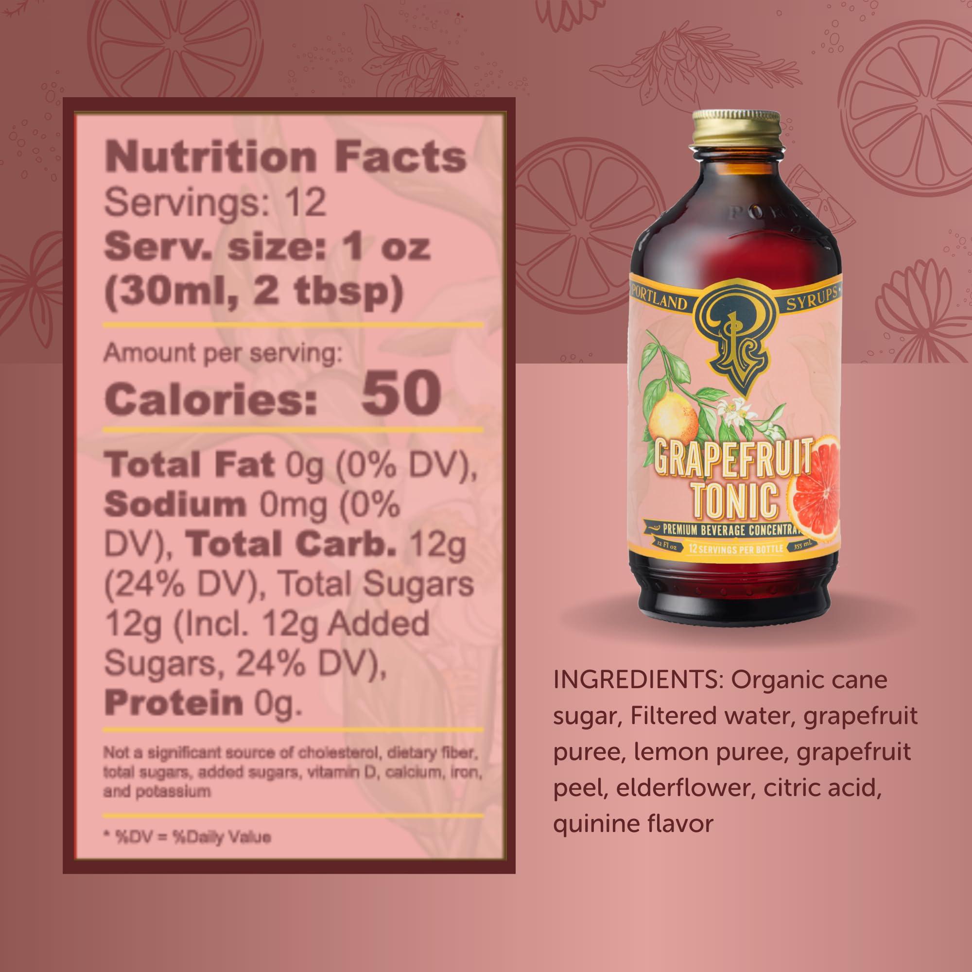 P Portland Syrups Portland Syrups Grapefruit Tonic Syrup - Craft Delicious Cocktails, Mocktails, Tea, Soda, Coffee Drinks, and More - 12 oz with 24 Servings (Pack of 2)