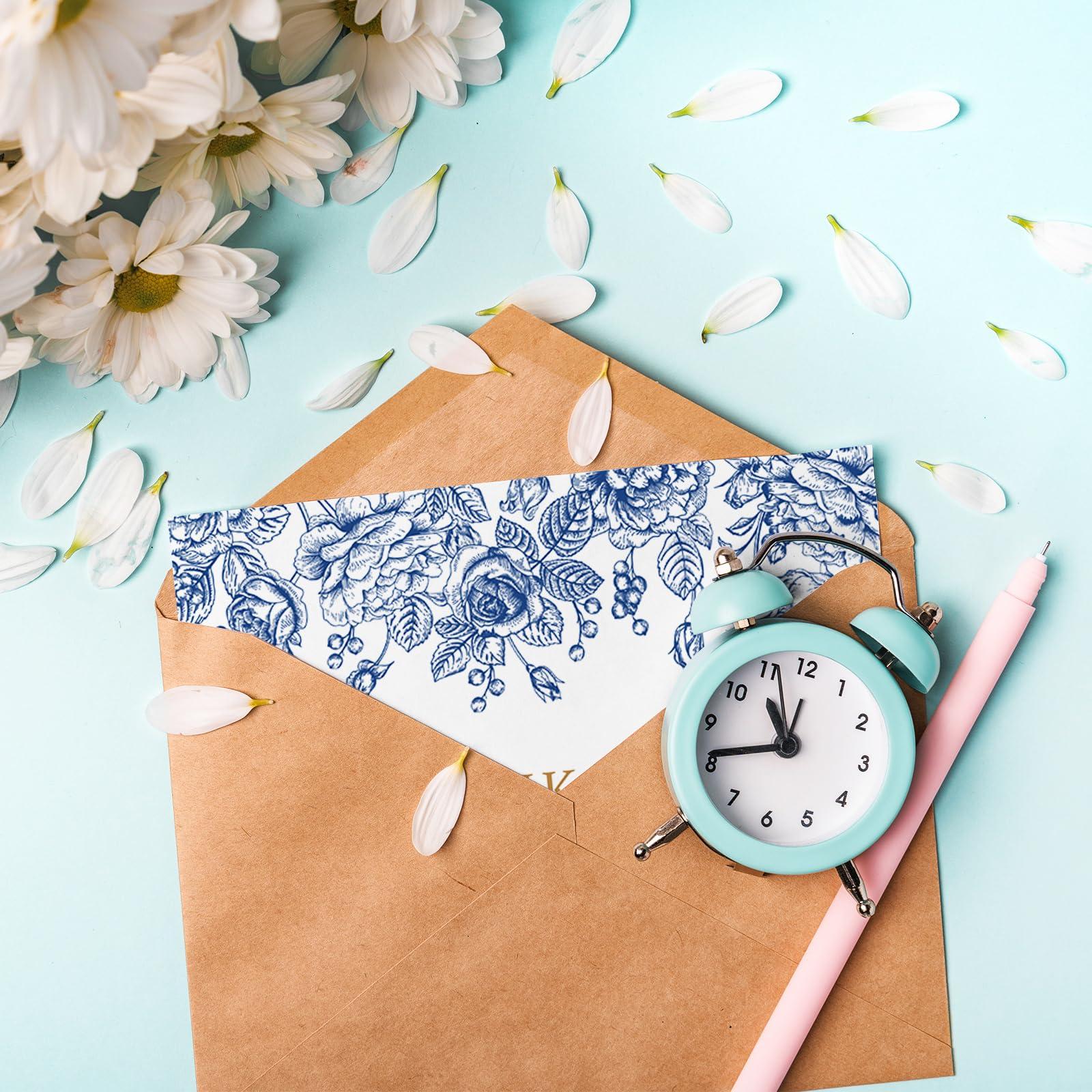 AnyDesign AnyDesign 36 Pack Blue Floral Thank You Cards Blue and White Flower Butterfly Note Cards with Kraft Envelopes Stickers Elegant Greeting Blank Cards for Baby Shower Wedding Birthday, 4 x 6 Inch