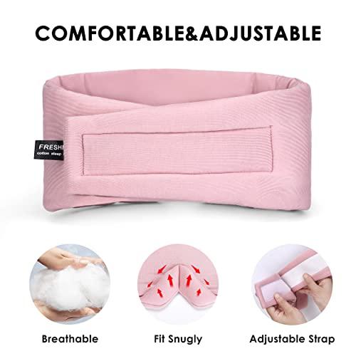 FRESHME FRESHME Cotton Sleep Mask Blackout - Handmade Eye Mask for Sleeping Eye Shade Cover Sleep Mask for Women Men Girl Soft and Breathable Adjustable Blinder Light Blocking Pink Airplane with Travel Pouch