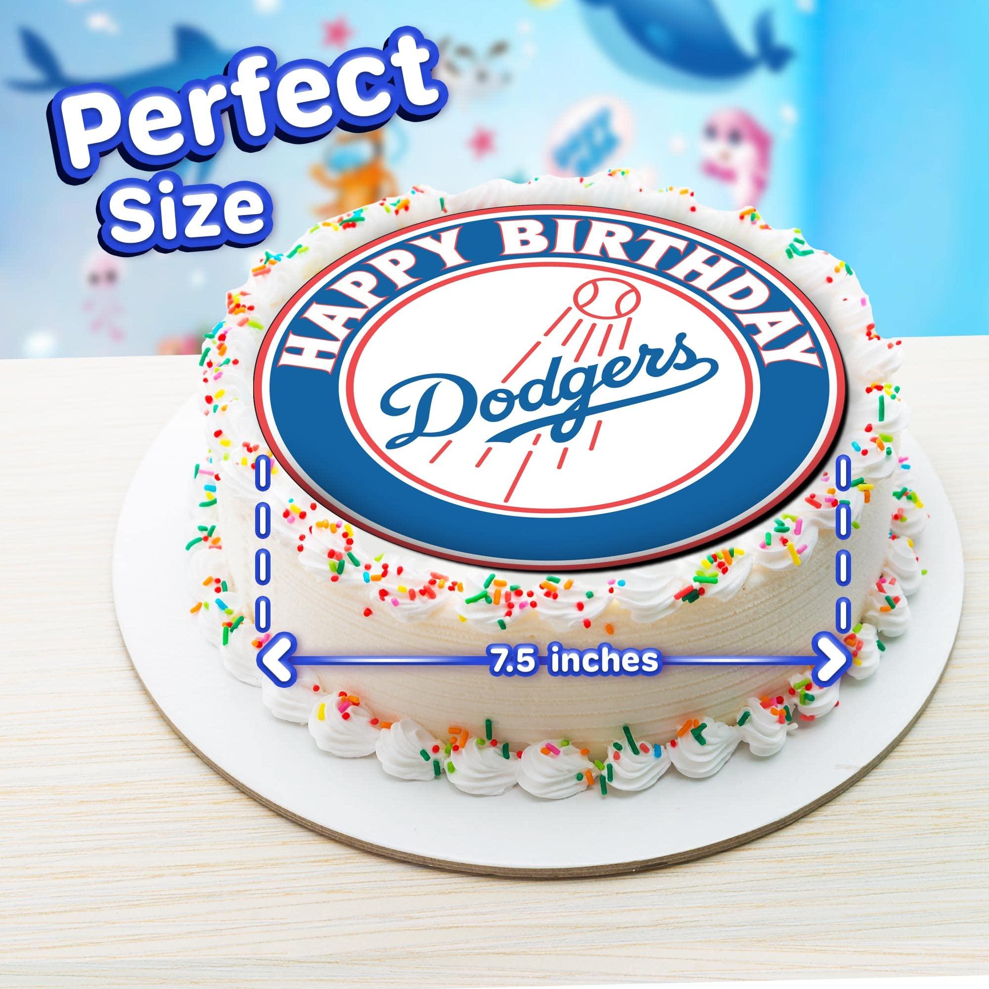 NATURAL BEHAVIOUR 7.5 los angeles dodgers Cake Topper – Round Edible Birthday Cake Decorations, Happy Birthday Cake