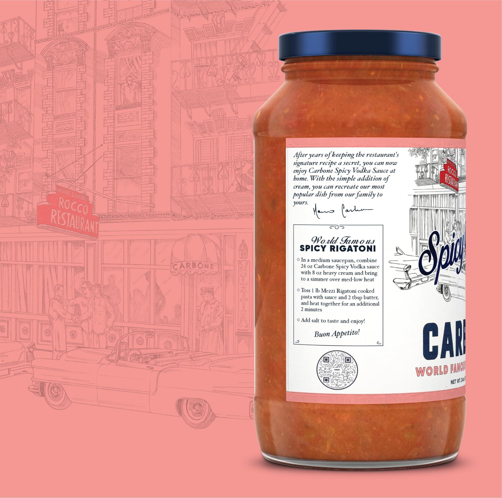 Carbone Carbone Spicy Vodka Pasta Sauce | World Famous Signature Recipe | Slow-Cooked with 100% Italian Tomatoes | Vegetarian, Gluten Free, Low Carb, Keto Pasta Sauce, 24 Fl Oz (Pack of 2)