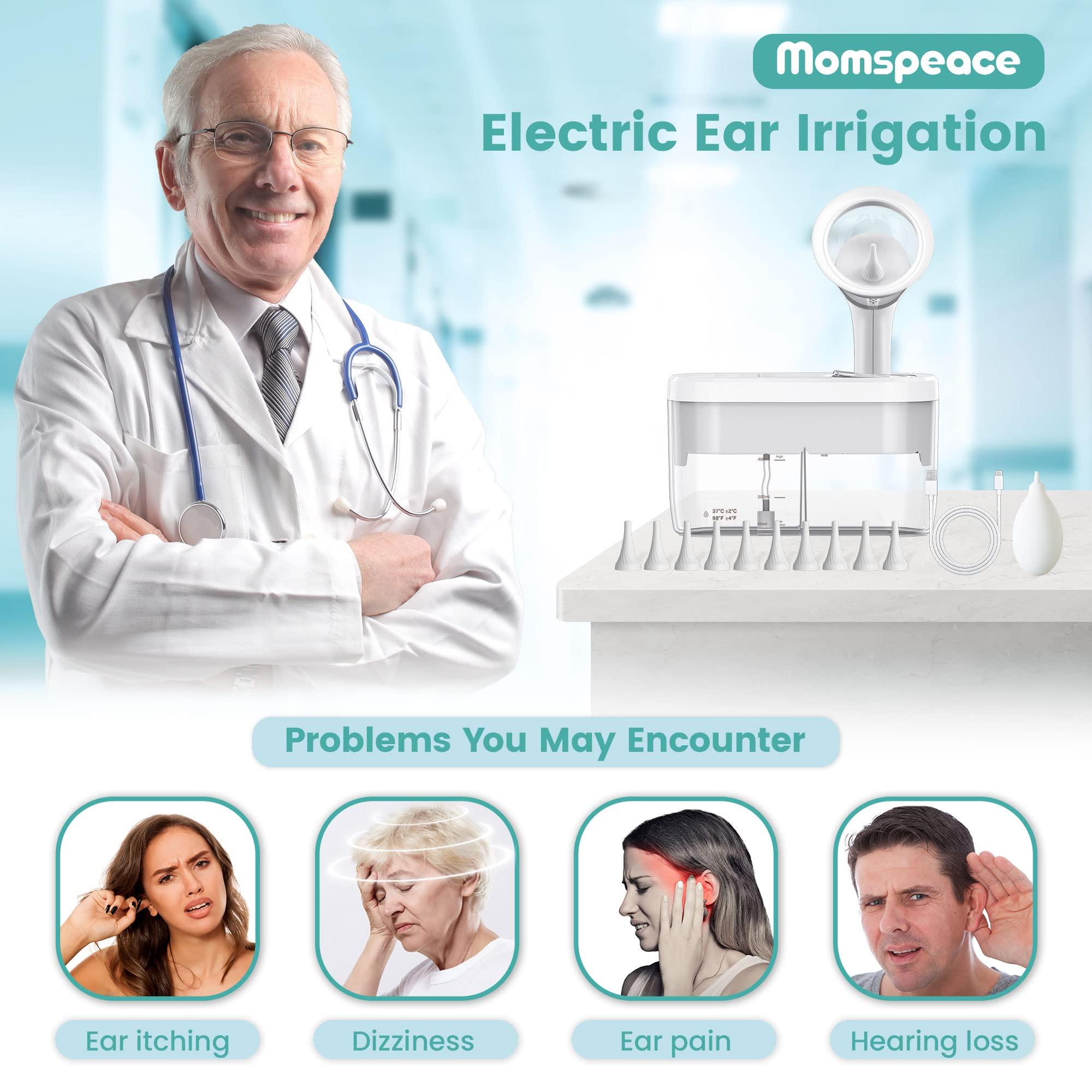 momspeace Electric Ear Wax Removal Ear Cleaner, Safe & Effective Ear Wax Removal Kit, Momspeace Ear Cleaning Kit with Automatic Sewage System, 4 Pressure Settings, 10 Tips, Ear Irrigation Ear Wax Removal Tool