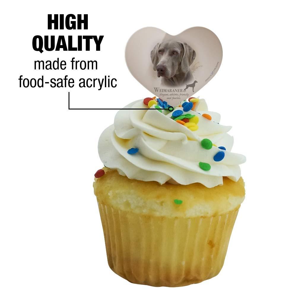 GRAPHICS & MORE Weimaraner Dog Breed Heart Love Cupcake Picks Toppers Decoration Set of 6