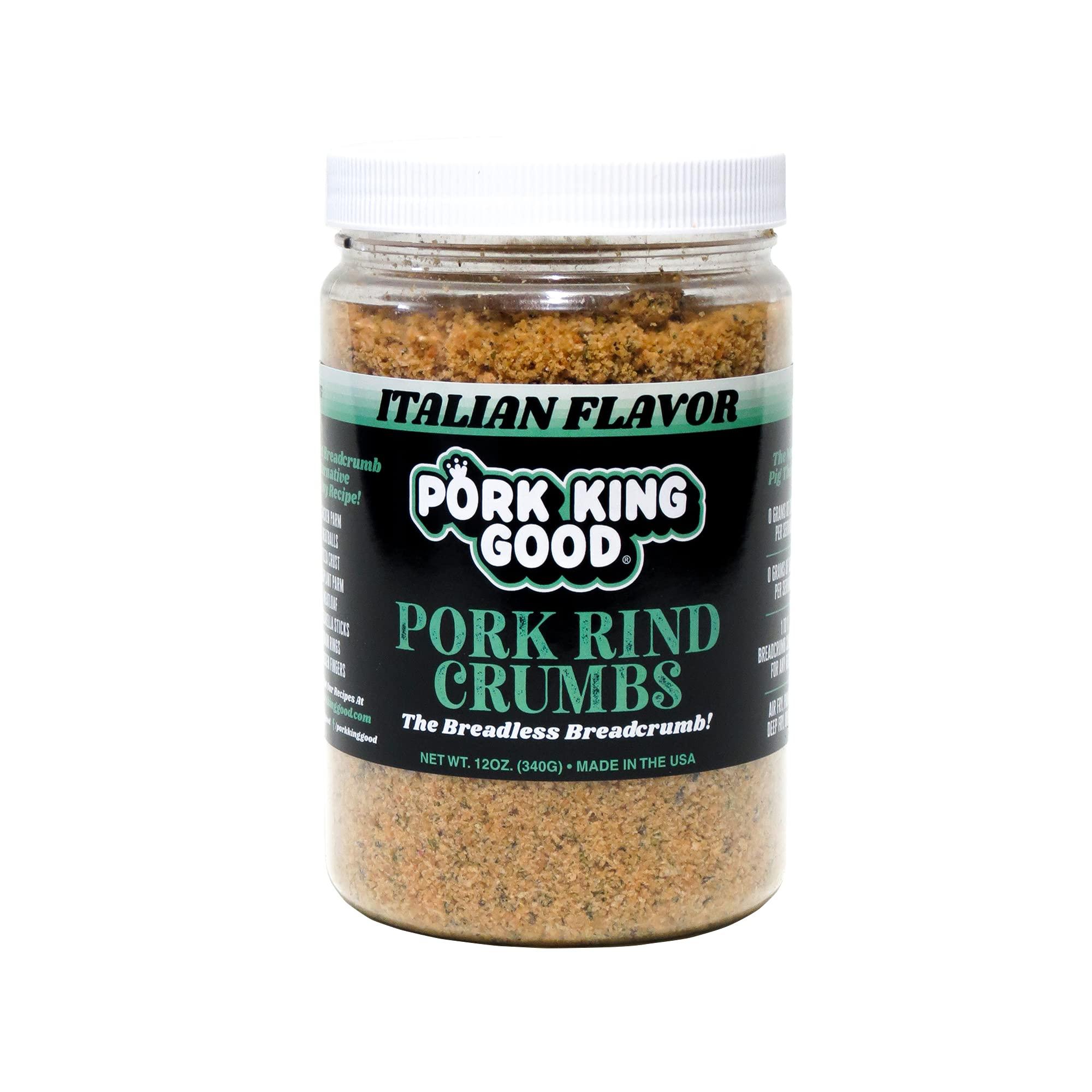 Pork King Good Pork King Good - Pork Rind Breadcrumbs - 2 Pack! Keto Friendly, Paleo, Gluten-Free, Sugar Free, Zero Carb Panko Substitute (Two 12 Oz Jars) (Italian, 2 Pack)