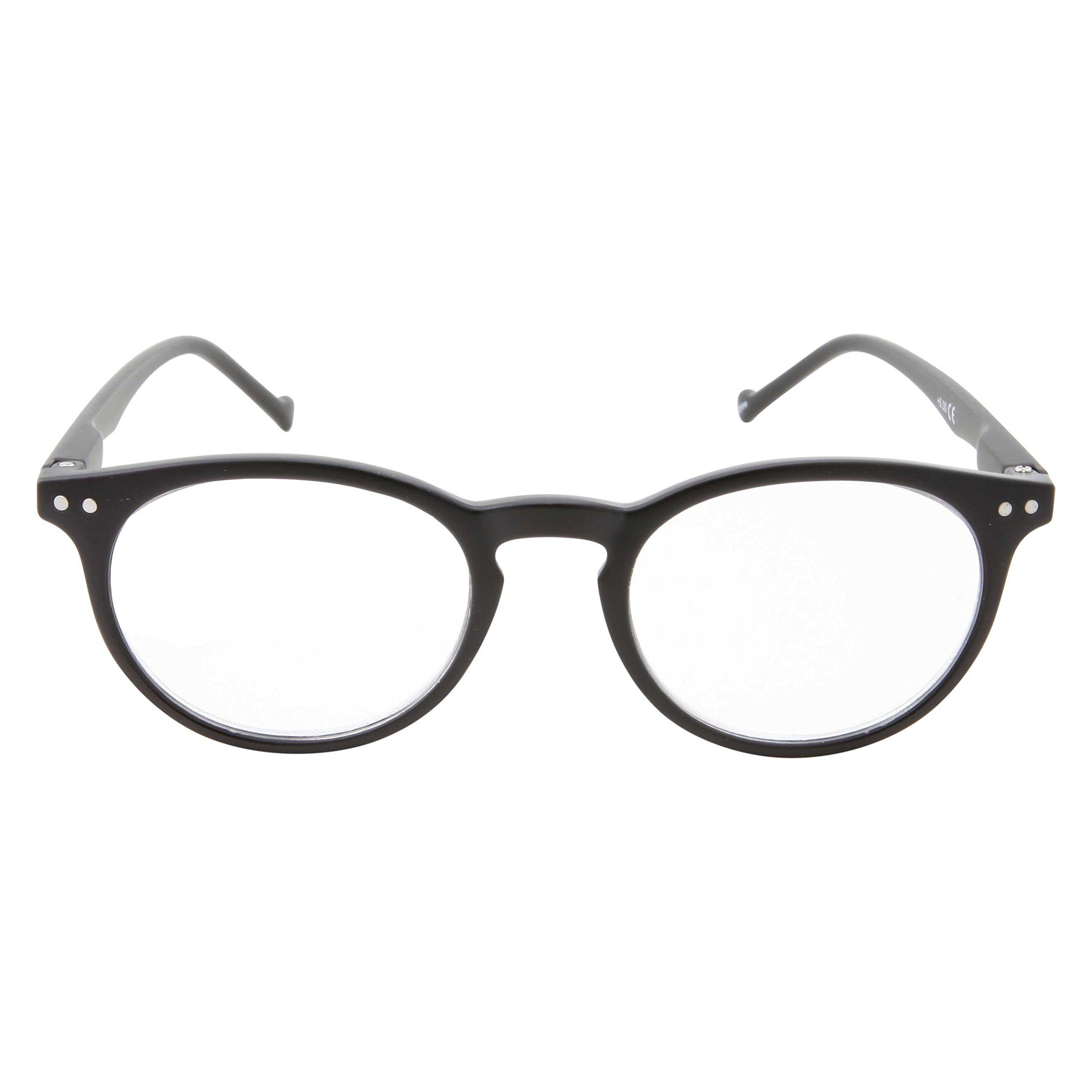 Wise Eyewear Wise Eyewear High Magnification Power Strong Reading Glasses Readers +4.00 to +6.00 (Black, 4.50)