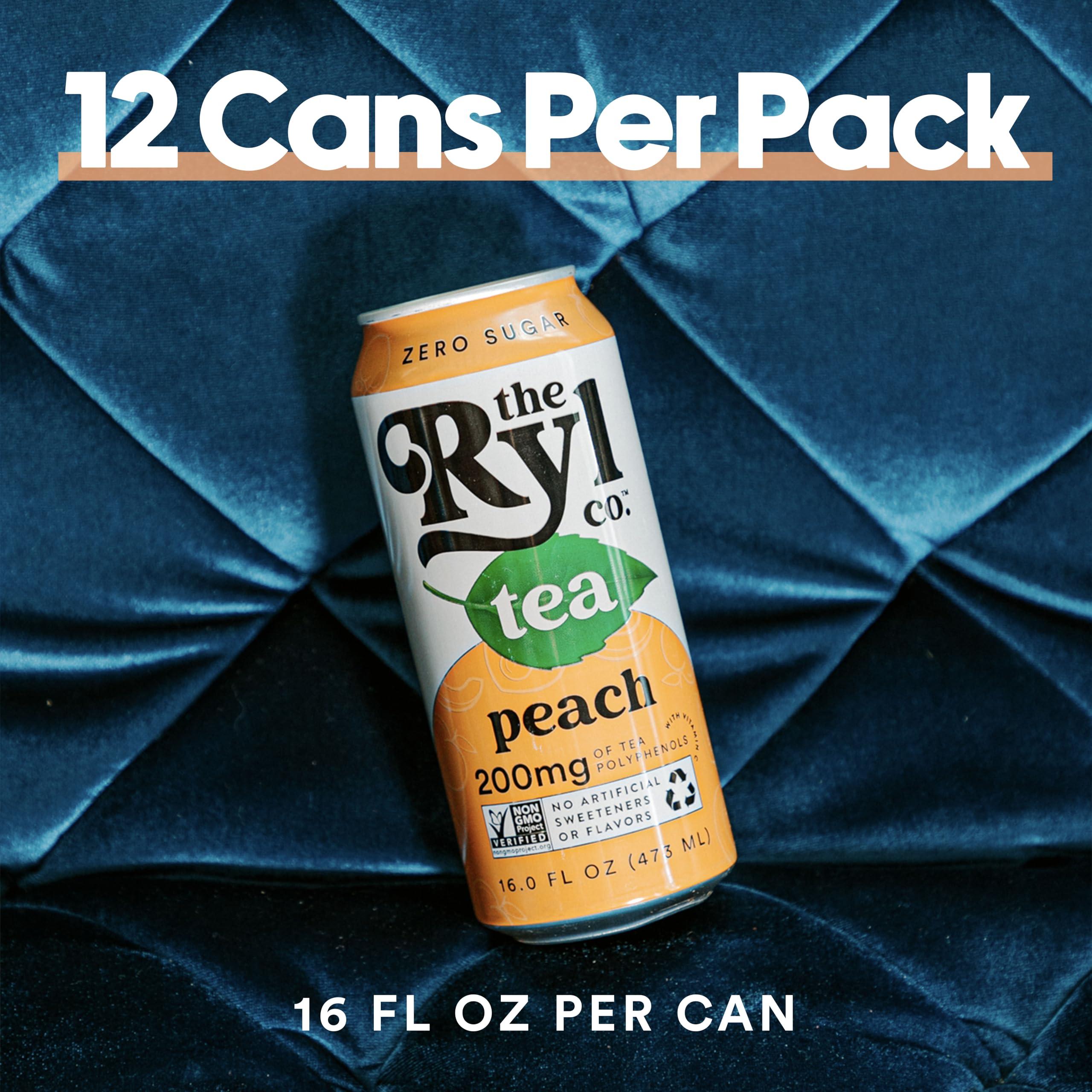 The Ryl Co Ryl Iced Tea, Peach, Antioxidant Superblend, Zero Sugar, Low Carb, Zero Calorie Iced Tea, 16.0 Fl Oz (12-Pack)