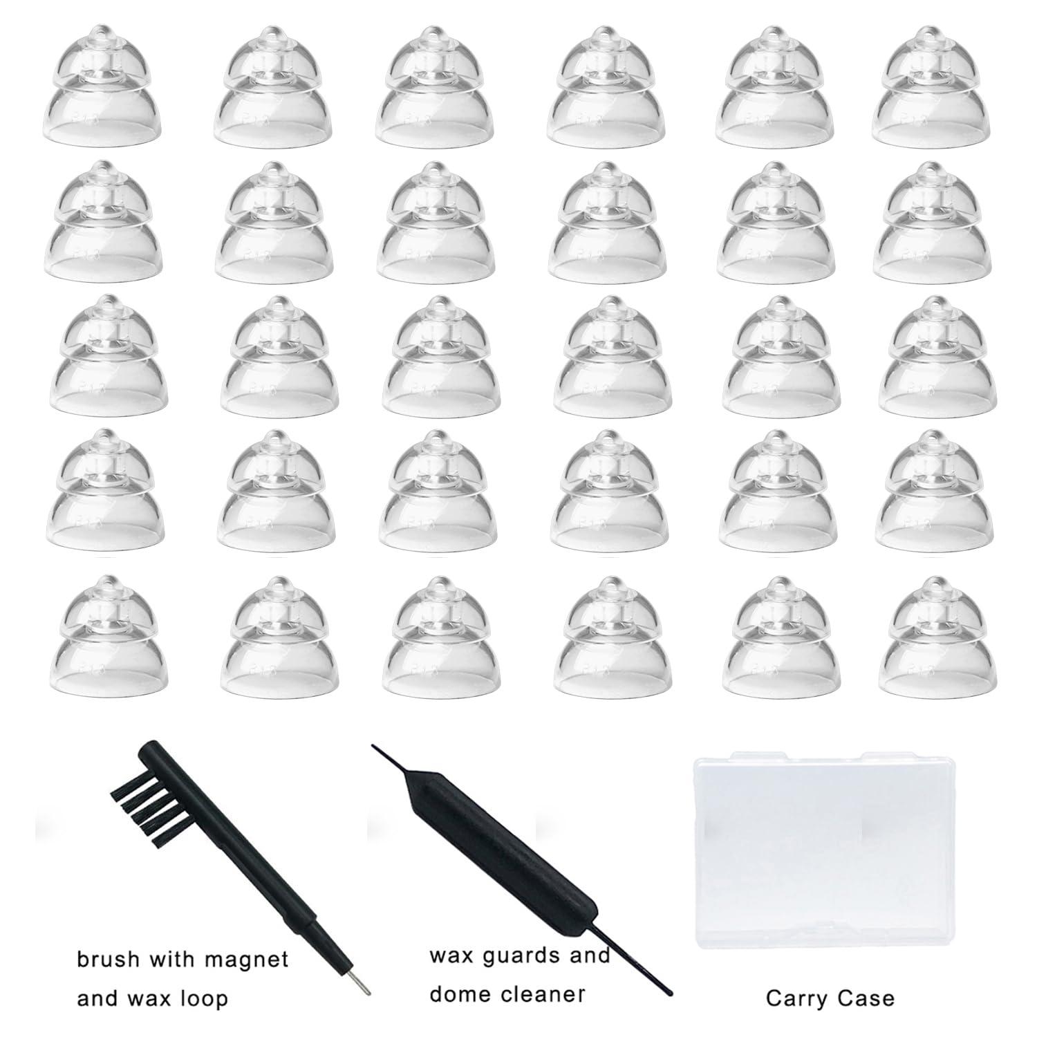 Anico MiniFit Power Domes for Oticon Hearing Aids, 10mm Replacement Domes for Oticon Mini RITE Hearing Aids with Cleaning Brush Tools Kit and Carry Case (10mm)