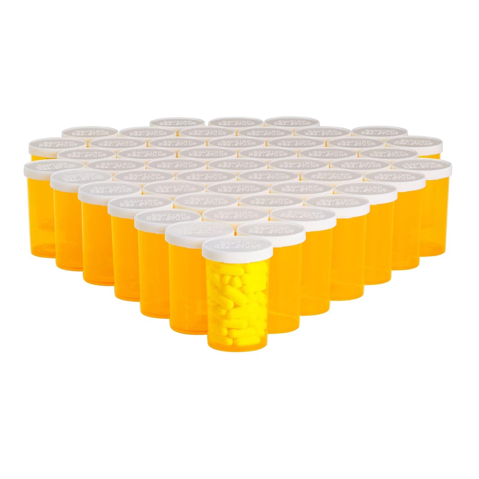 Juvale Juvale 50 Pack Empty Pill Bottles with Caps for Prescription Medication, 20-Dram Plastic Medicine Containers (Orange)