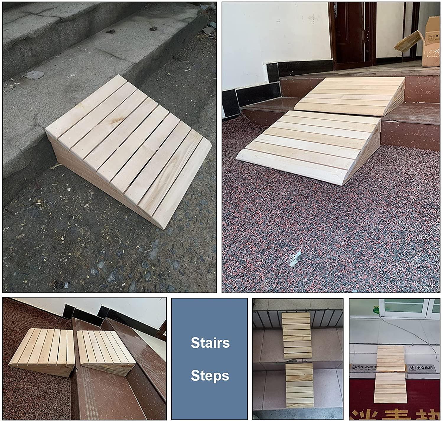 FEHUN Ramps Wooden for Door Threshold, Portable Lightweight Curb Non Slip Entrance, Doorway Step for Move Wheelchair/Bike/Scooter (Size : 30.8x30x8cm/12x11.8x3)