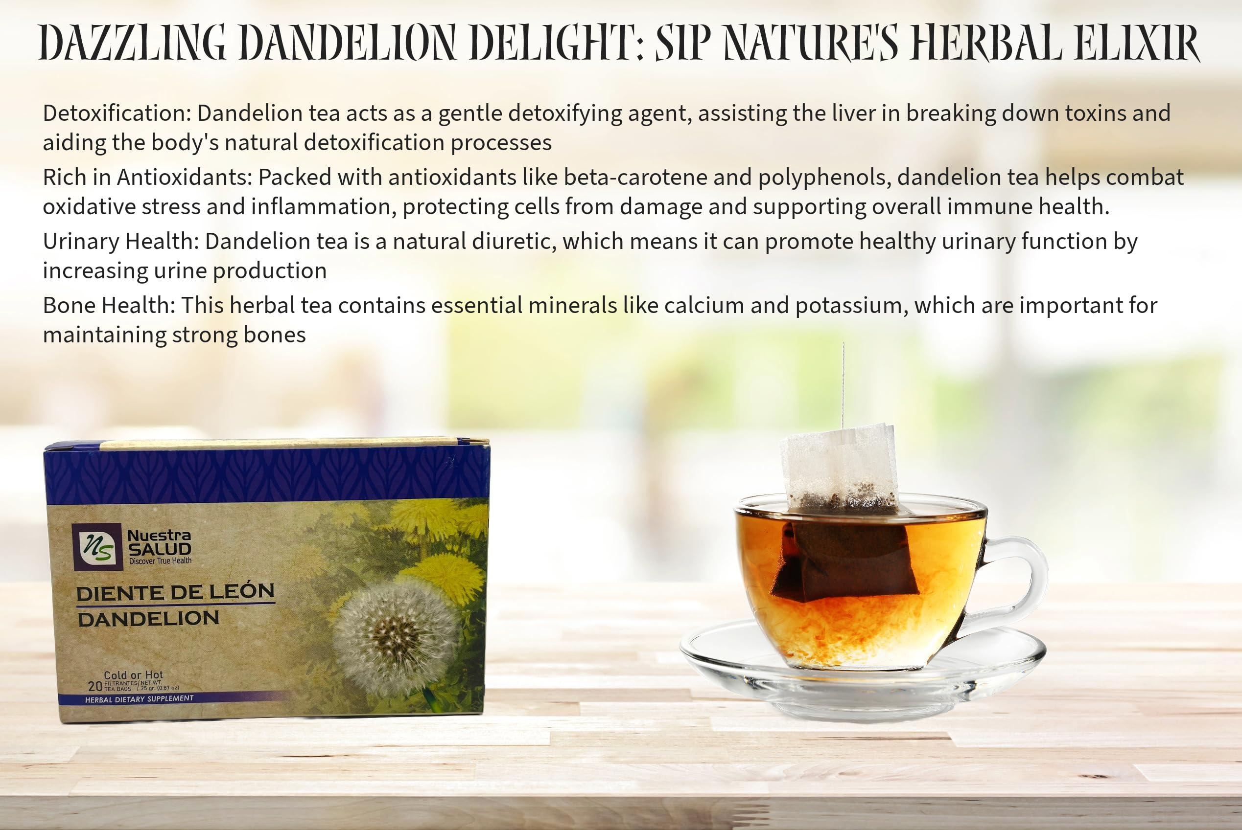 CIK Naturals Dandelion Tea Diente de Leon Te (60 tea bags) Value Pack 100% Natural and Caffeine Free