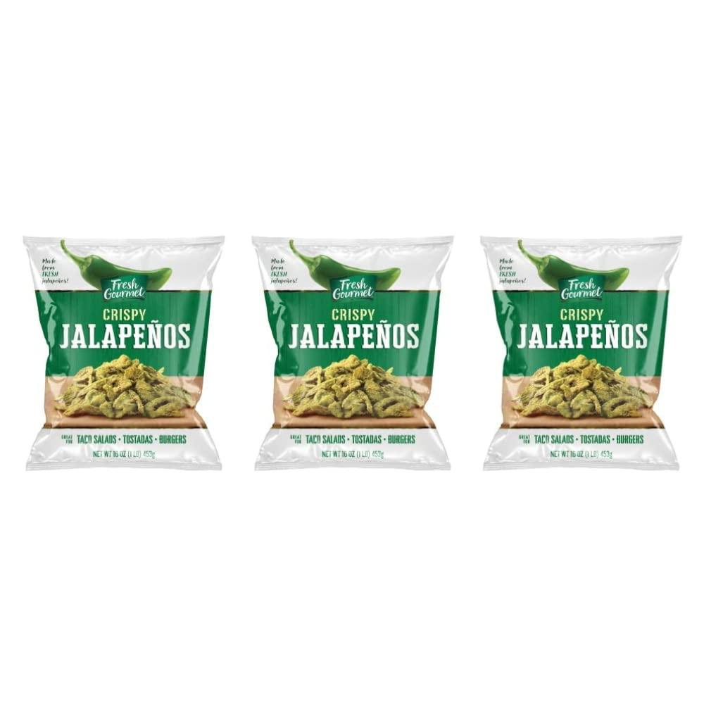 Fresh Gourmet Fresh Gourmet Crispy Lightly Salted Jalapenos Crunchy Snack and Salad Topper (16 Ounce (Pack of 3))