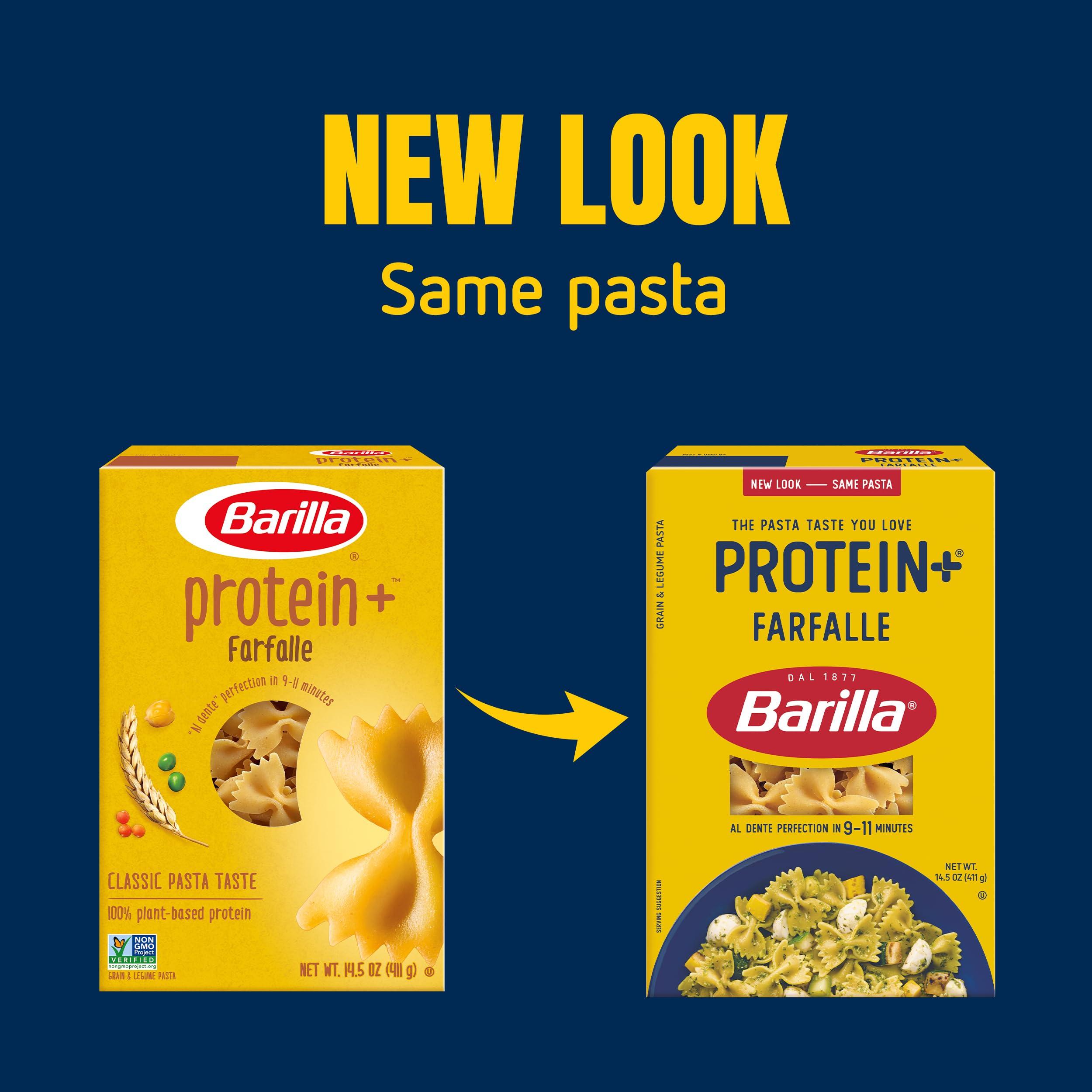 Barilla BARILLA Protein+ (Plus) Farfalle Pasta, 14.5 Ounce (Pack of 8) - plant based pasta - Made from Lentils, Chickpeas & Peas - Non-GMO, Kosher Certified and Vegan