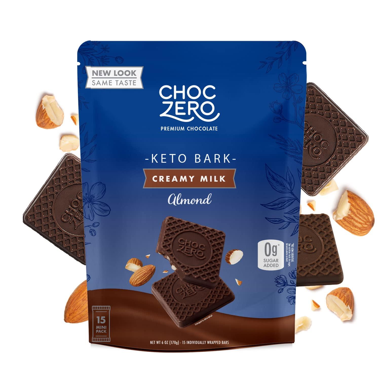 ChocZero ChocZero Milk Chocolate with Almonds Keto Bark, 6 Ounce (Pack of 1)