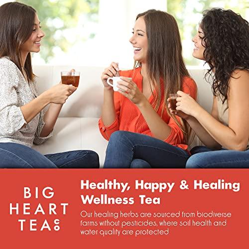 Big Heart Tea Co. Big Heart Tea Co. Tea Bags - Fiery Masala Chai - Certified Organic, Ayurvedic Herbal Decaf Tea with Small Batch Ground Sweet Herbs and Spices including Adaptogenic Tulsi, Rooibos, Ginger, 20 Tea Bags