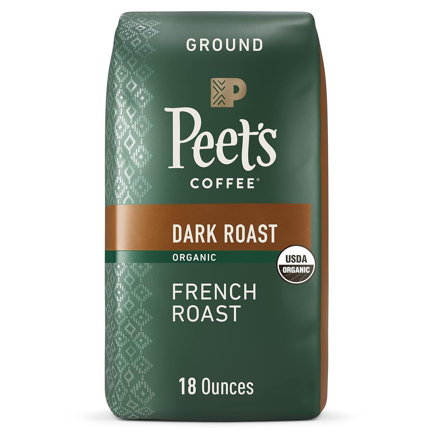 Peet's Coffee Peet\'s Coffee, USDA Organic Dark Roast Ground Coffee - French Roast 18 Ounce Bag
