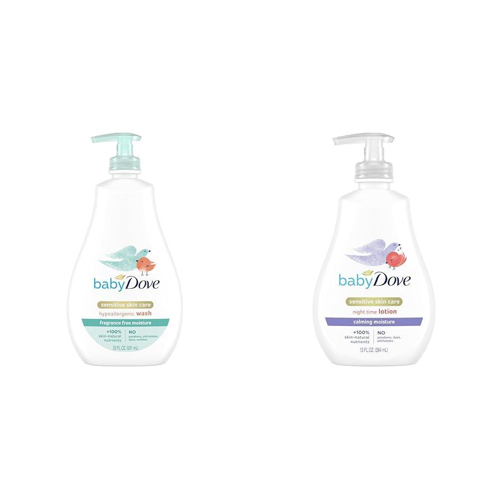 Baby Dove Baby Dove Sensitive Skin Care Baby Wash 20 oz & Baby Lotion 13 oz Bundle for Bath Time & Bedtime