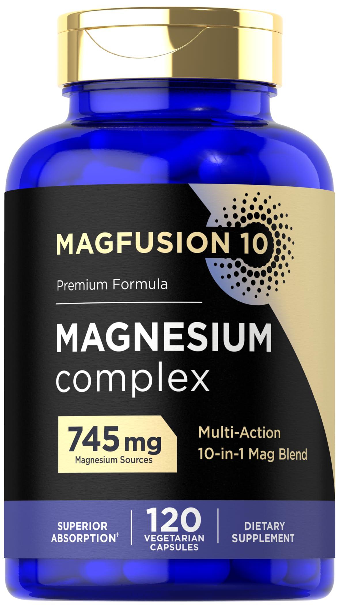 Magfusion-10 Magfusion-10 Magnesium Complex Supplement 745mg | 120 Capsules | 10 in 1 Blend | Vegetarian, Non-GMO, Gluten Free