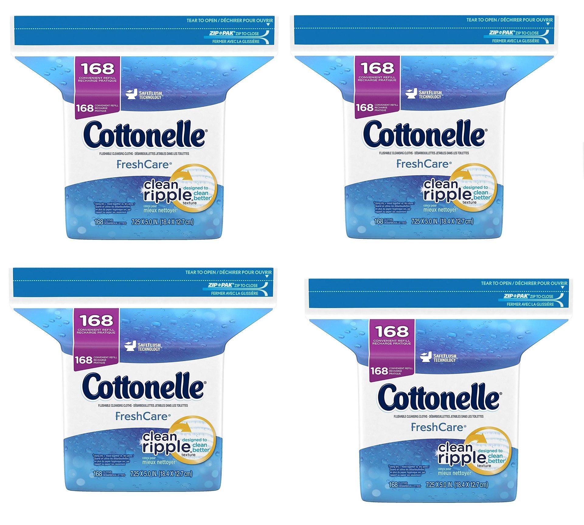 Cottonelle Cottonelle Fresh Care Flushable Moist Wipes Refill NCvXBy, 168 Count, (4 Packs)