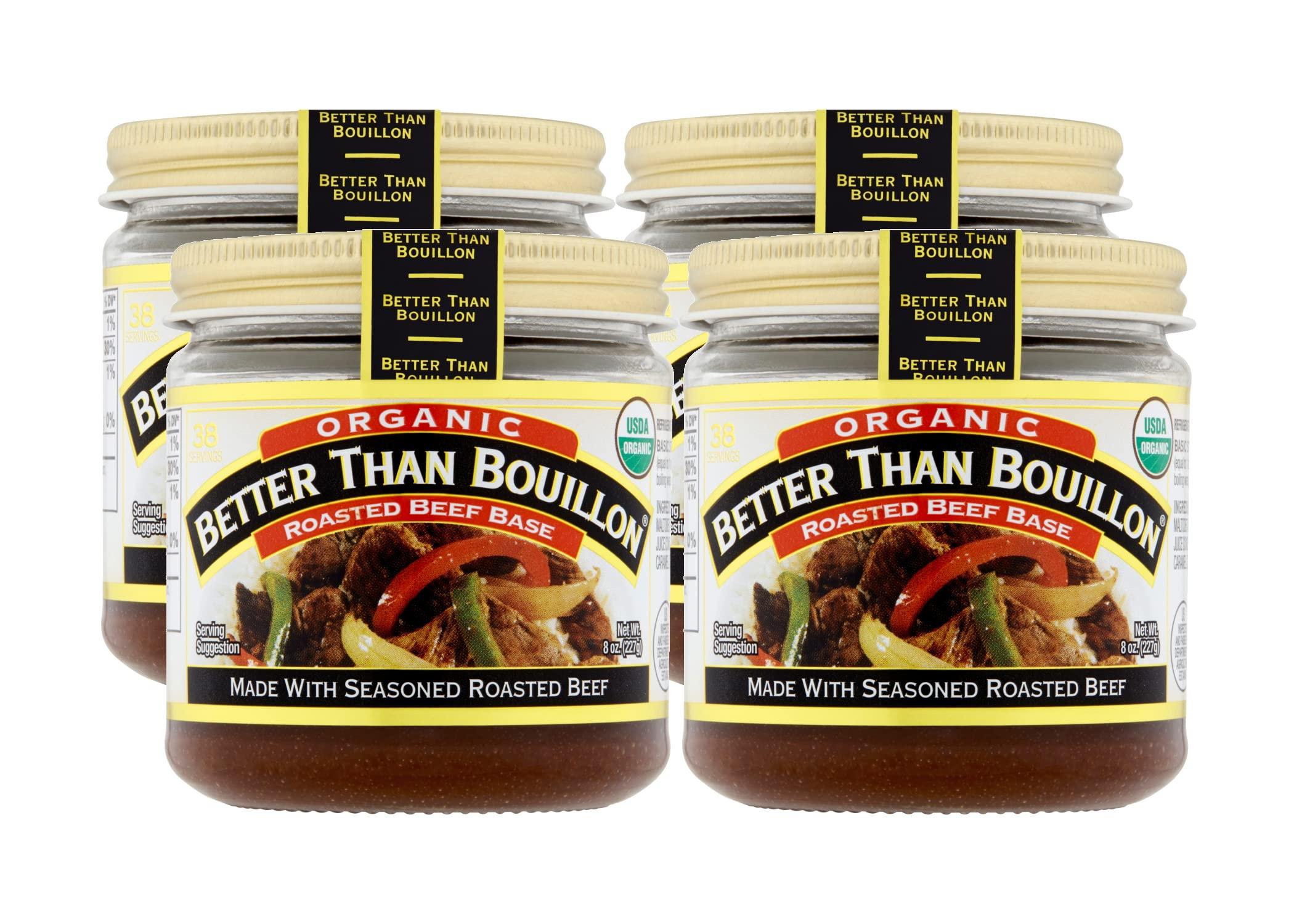 Better Than Bouillon Better Than Bouillon Organic Roasted Beef Base, Made with Seasoned Roasted Beef, USDA Organic, Blendable Base for Added Flavor, 38 Servings Per Jar (8 Ounce (Pack of 4))